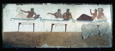 Greek Painting from the Tomb of the Diver, Paestum, 480 BC Banqueters. Symposium Scene, Italy by Unknown